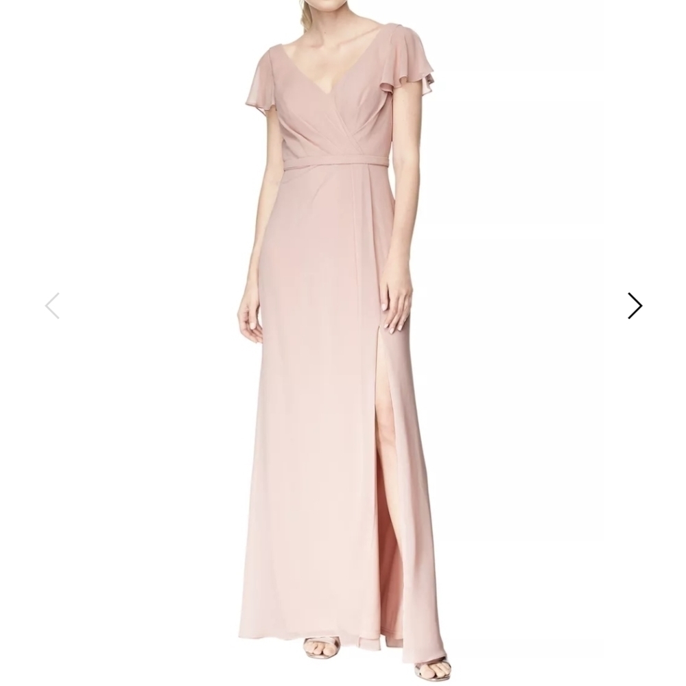 BILL Levkoff Blush Pink Chiffon Gown 10